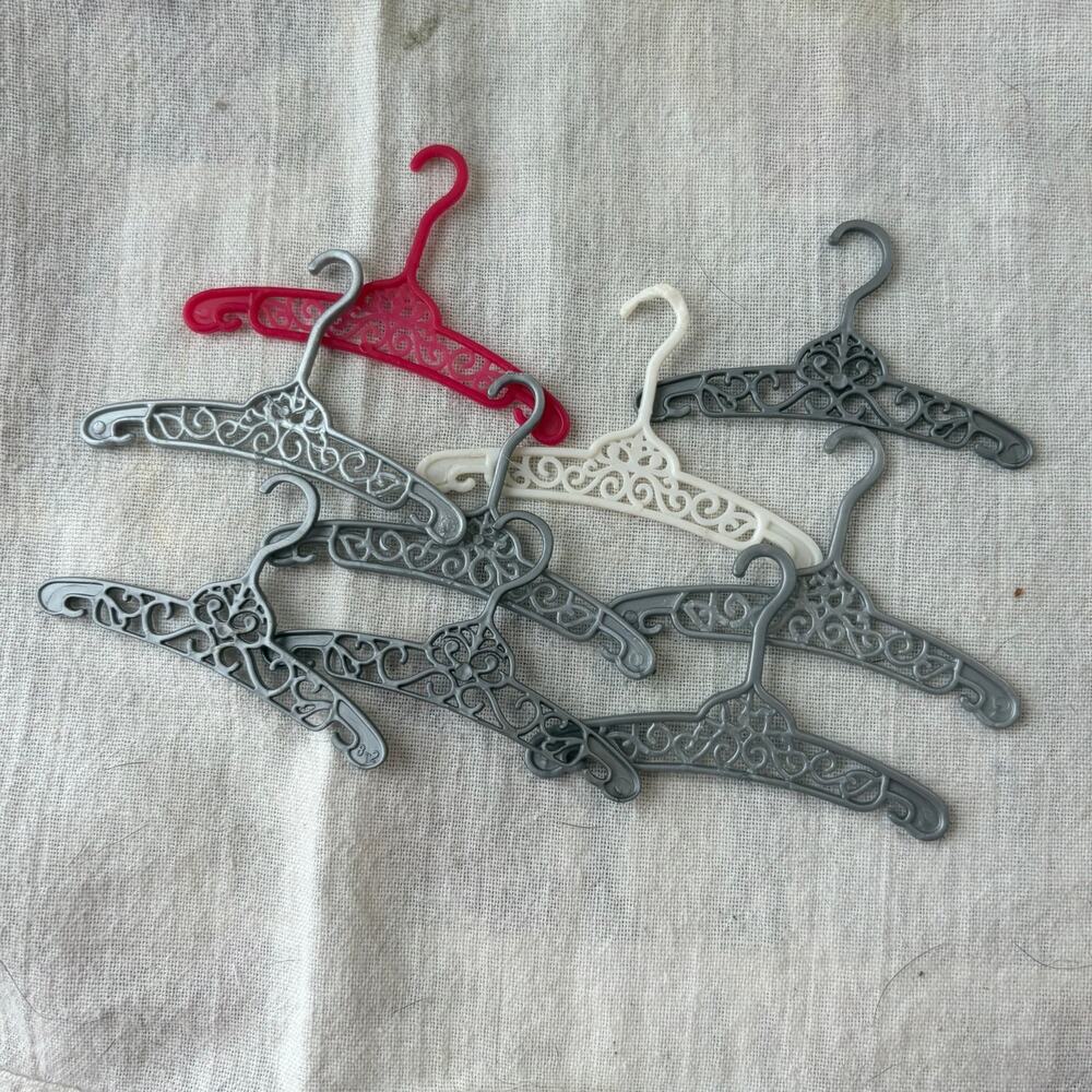 Barbie Hangers Filigree Design Made in Japan 1960s-1970s Mod Era Pink Silver